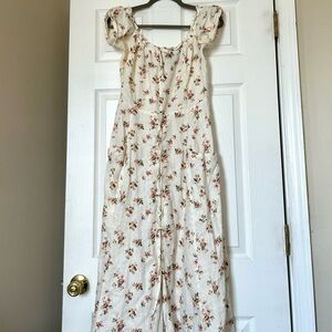 Reformation Cream Floral Midi Dress